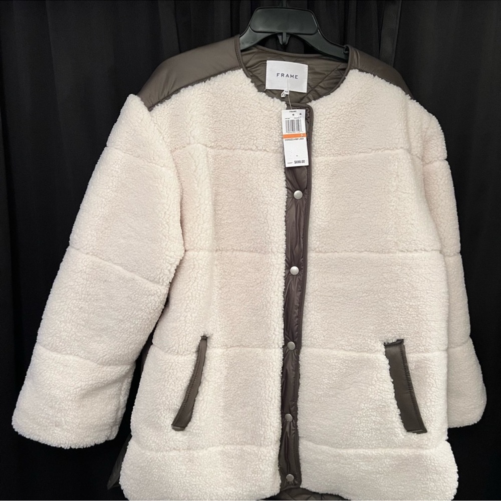 Frame Womens Oversized Recycled Faux Shearling Liner Jacket